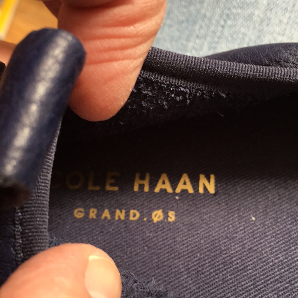 Cole Haan navy pinch marine classics  leather jute wedges size 7 made in India - Picture 6 of 10